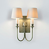 Double Station Wall Light in Antiqued Brass