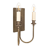 Double Station Wall Light in Antiqued Brass