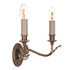 Double Fleur Wall Light in Antiqued Brass