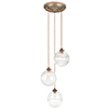 Fulbourn Triple Pendant Rose in Antiqued Brass