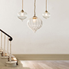 Orla Glass Pendant Light in Antiqued Brass