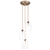 Walcot Triple Pendant Rose in Antiqued Brass