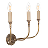 Mayfield 3 Arm Wall Light in Antiqued Brass