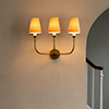 Mayfield 3 Arm Wall Light in Antiqued Brass