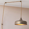 Exeter Plug-In Pendant with Inline Switch in Antiqued Brass