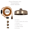 Exeter Plug-In Pendant with Inline Switch in Antiqued Brass