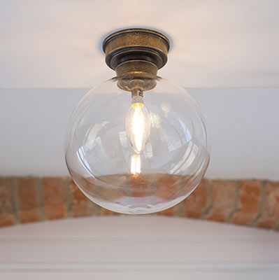 Holborn Flush Ceiling Light in Antiqued Brass