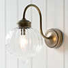 Mia Bathroom/Outdoor Wall Light in Antiqued Brass
