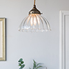 Shotley Fluted Pendant Light in Antiqued Brass