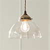 Shotley Glass Pendant Light in Antiqued Brass