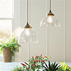 Shotley Glass Pendant Light in Antiqued Brass
