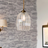 Walcot Fluted Pendant Light in Antiqued Brass 