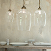 Walcot Glass Pendant Light in Antiqued Brass