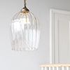 Chalford Fluted Pendant Light in Antiqued Brass