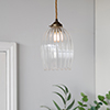 Clifton Fluted Pendant Light in Antiqued Brass