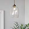 Clifton Fine Fluted Pendant Light in Antiqued Brass