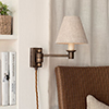 Hanson Library Plug-In Wall Light in Antiqued Brass