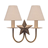 Double Star Wall Light in Antiqued Brass