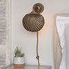 Scallop Plug-In Wall Light in Antiqued Brass