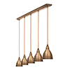 Barbican Five Pendant Track in Antiqued Brass 