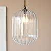 Limehouse Fluted Pendant Light in Antiqued Brass