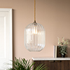 Limehouse Fluted Pendant Light in Antiqued Brass