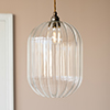 Limehouse Fluted Pendant Light (ES) Antiqued Brass