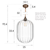 Limehouse Fluted Pendant Light (ES) Antiqued Brass