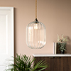 Limehouse Fluted Pendant Light (ES) Antiqued Brass