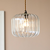 Addington Fluted Pendant Light in Antiqued Brass 