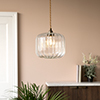 Addington Fluted Pendant Light (ES) Antiqued Brass