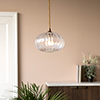 Camden Fluted Pendant Light in Antiqued Brass