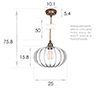 Camden Fluted Pendant Light (ES) in Antiqued