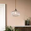 Camden Fluted Pendant Light (ES) in Antiqued