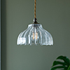 Octavia Fluted Pendant Light in Antiqued Brass