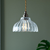 Octavia Fluted Pendant Light (ES) Antiqued Brass