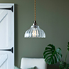 Octavia Fluted Pendant Light (ES) Antiqued Brass