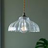 Langley Fluted Pendant Light in Antiqued Brass