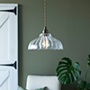 Langley Fluted Pendant Light (ES) Antiqued Brass