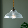 Langley Fine Fluted Pendant Light in Antiqued Brass