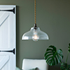 Langley Fine Fluted Pendant Light in Antiqued Brass