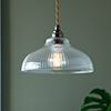 Langley Fine Fluted Pendant Light (ES) Antiqued Brass