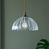 Emelia Fluted Pendant Light in Antiqued Brass