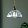 Emelia Fluted Pendant Light (ES) Antiqued Brass