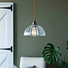 Emelia Fluted Pendant Light (ES) Antiqued Brass