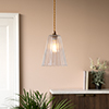 Evesham Fluted Pendant Light in Antiqued Brass