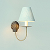 Single Shell Wall Light in Antiqued Brass