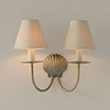 Double Shell Wall Light in Antiqued Brass