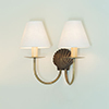 Double Shell Wall Light in Antiqued Brass