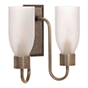 Double Morston Wall Light, Frosted Glass, in Antiqued Brass
